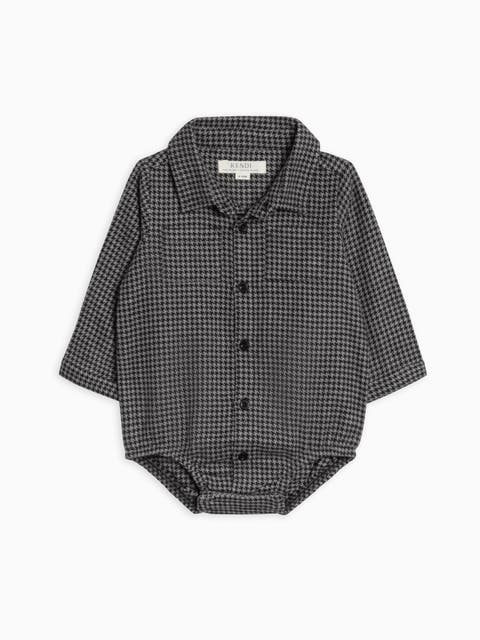 Carson Organic Flannel Long Sleeve Collared Button Down Bodysuit (Baby)