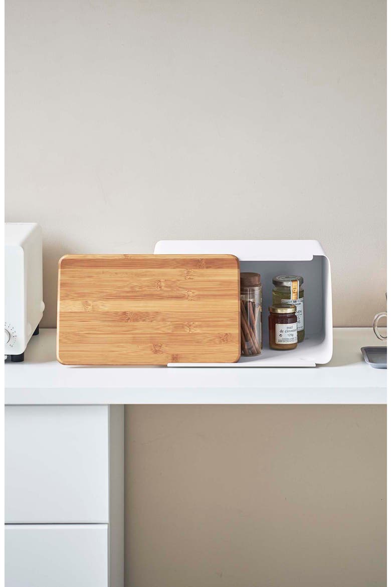 Breadbox with Bamboo Cutting Board, Alternate, color, WHITE