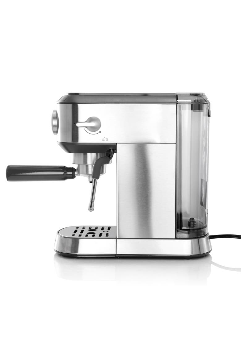 Miniatura Compact Espresso Machine and Milk Frother in Silver, Alternate, color, Silver