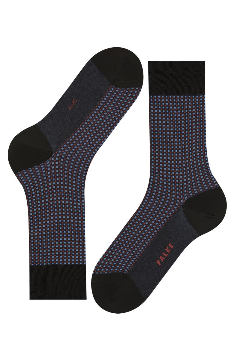 Falke Uptown Tie Patterned Dress Socks, Alternate, color, Black