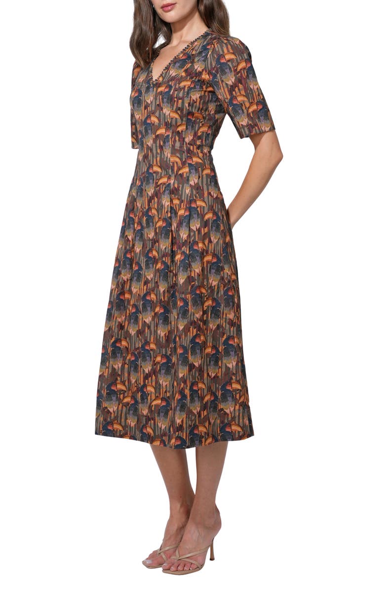 Adelyn Rae Gracie Puff Sleeve Midi Dress, Alternate, color, Multi Color