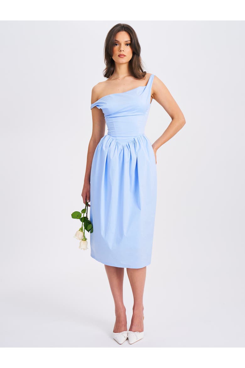 Reina Drop Waist Corset Midi Dress, Alternate, color, Blue
