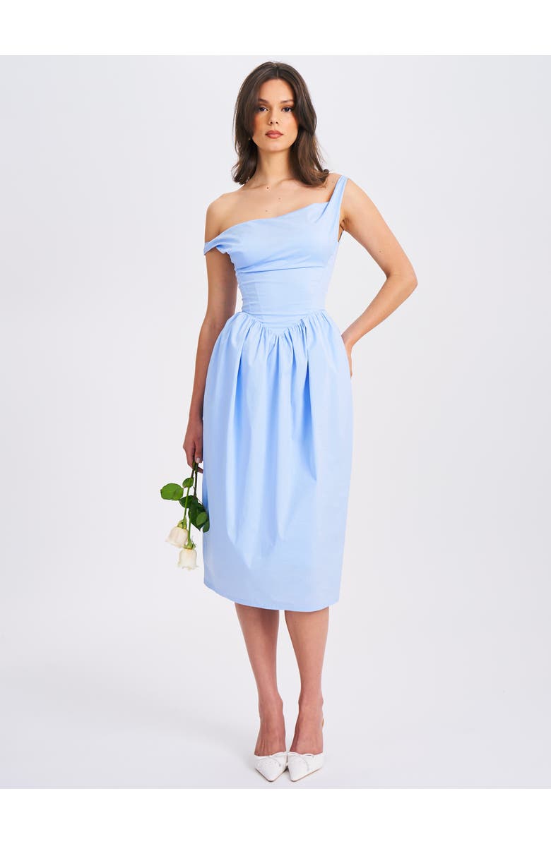 Miss Circle Reina Drop Waist Corset Midi Dress, Alternate, color, Blue