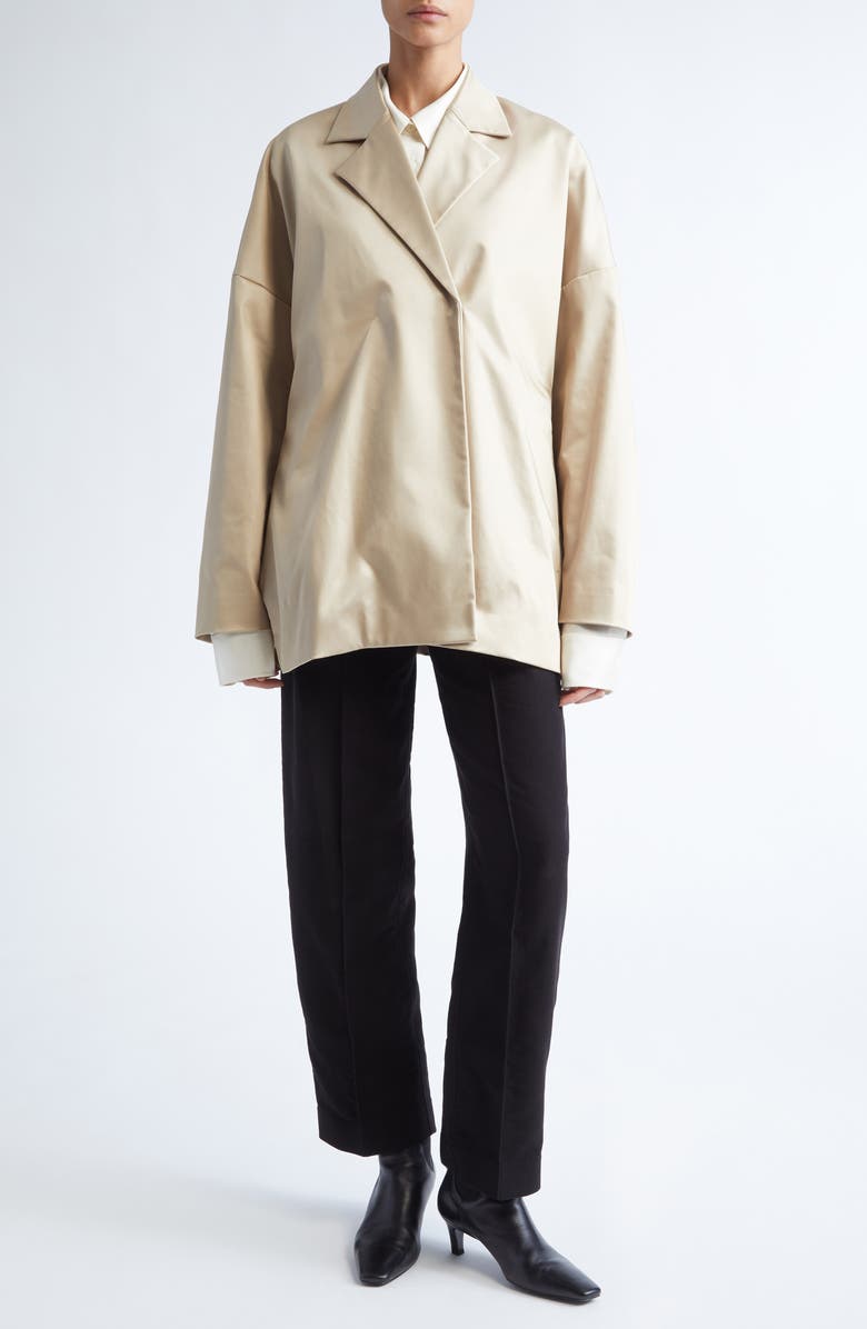 GIA STUDIOS Marisol Double Breasted Satin Jacket, Alternate, color, Beige