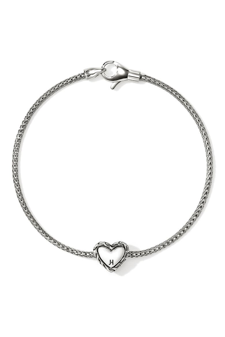 Essentials Heart Pavé Bracelet, Alternate, color, SILVER