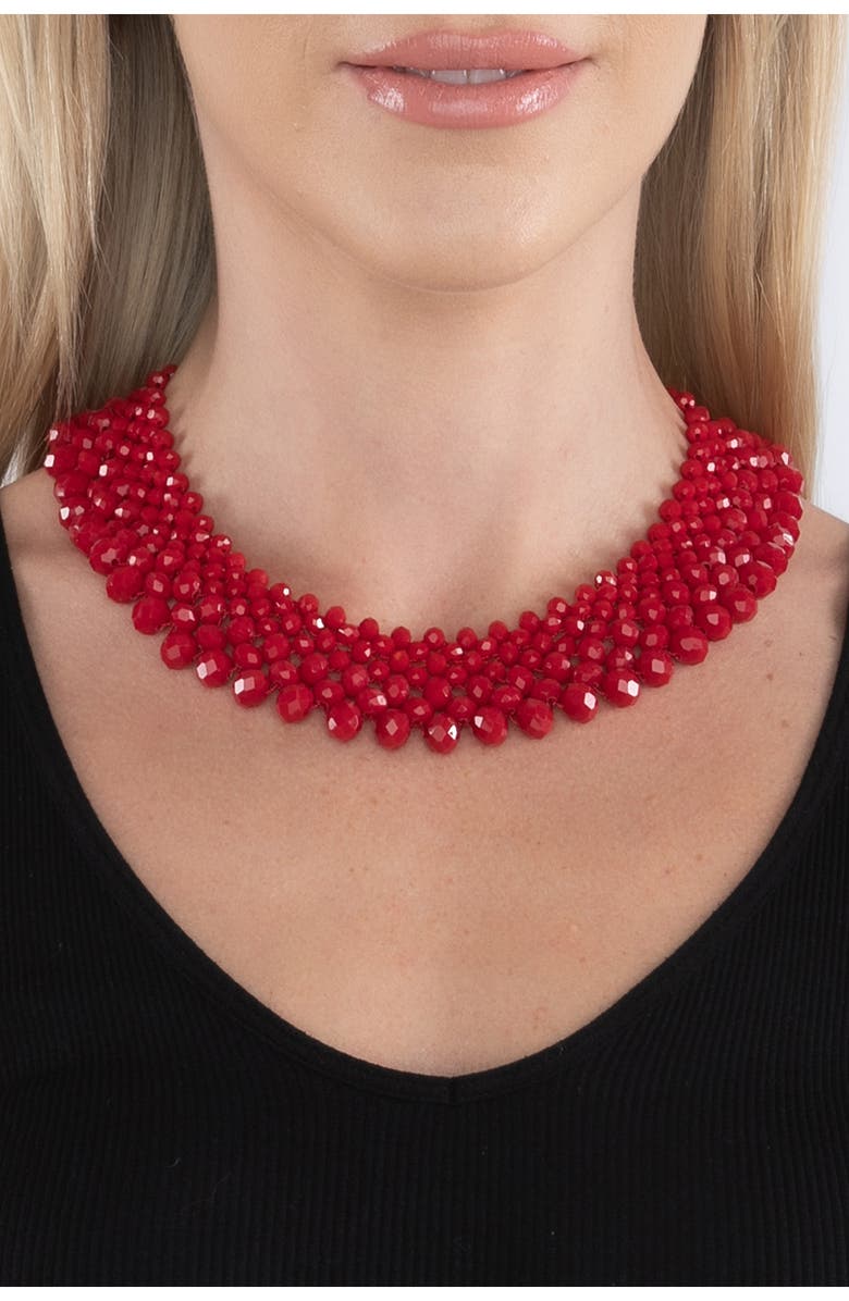 EYE CANDY LOS ANGELES Anita Crystal Statement Collar Necklace, Alternate, color, Red