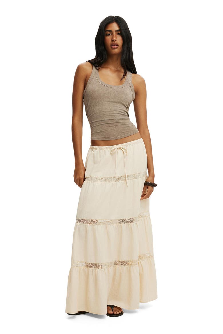 Women's Haven Multi Tiered Maxi Skirt, Alternate, color, Honey Cream Lace