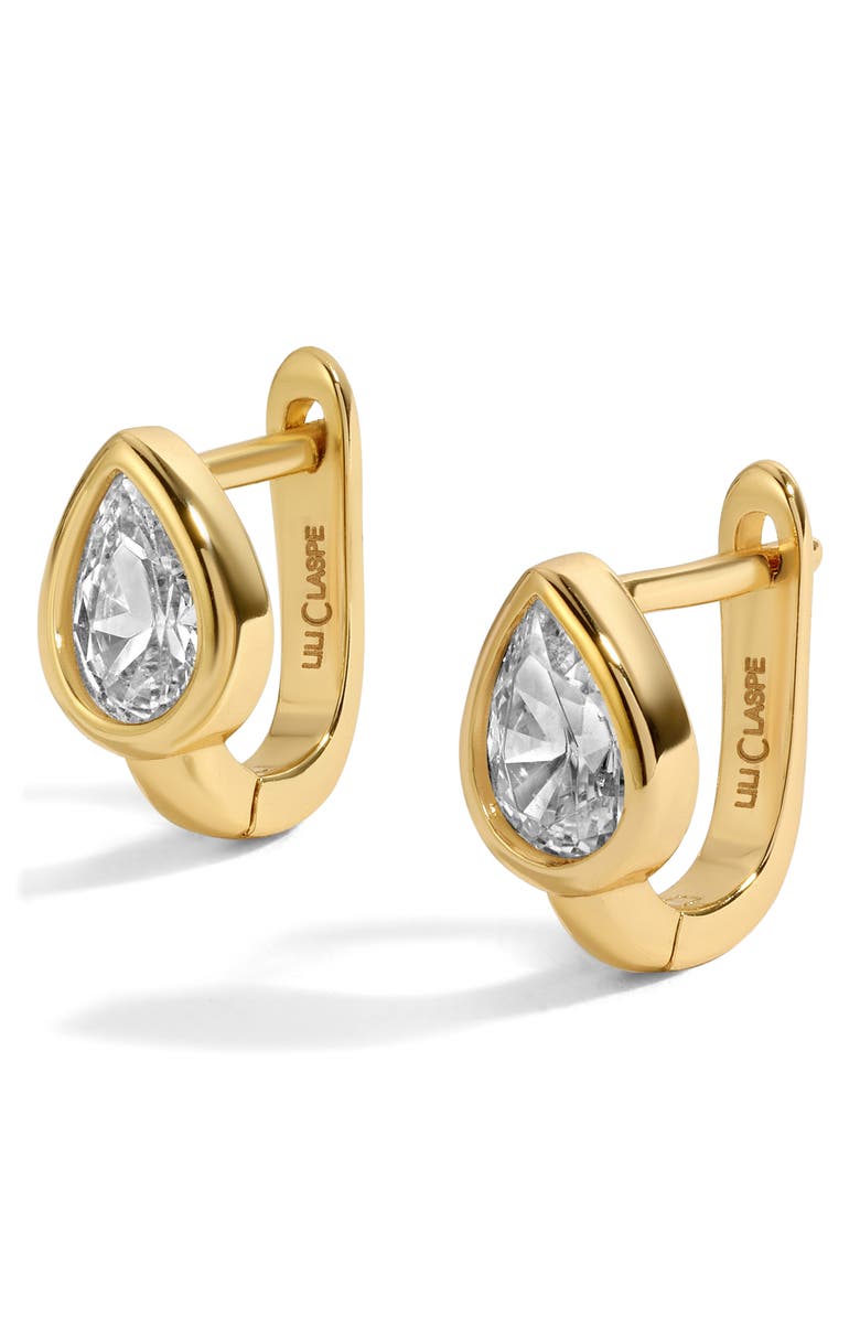 LILI CLASPE Rhea Pear Cut Huggie Hoop Earrings, Alternate, color, Gold
