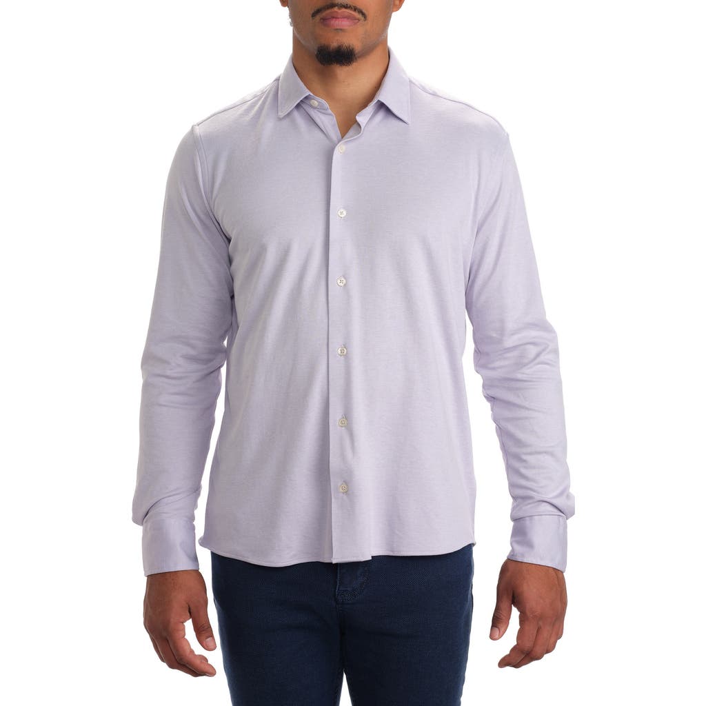 Studio Garnet Los Angeles Dynamic Comfort Knit Button-up Shirt In Lavender