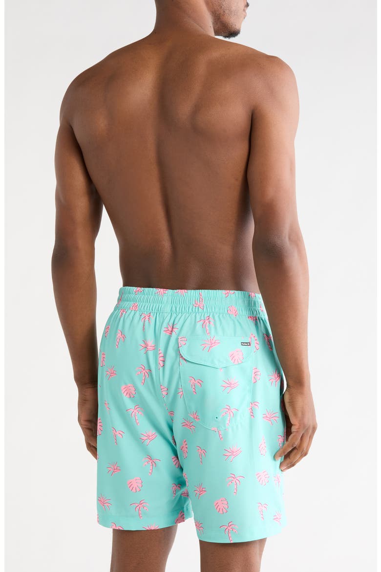 Monstera Volley Swim Shorts, Alternate, color, ILLUSION GREEN