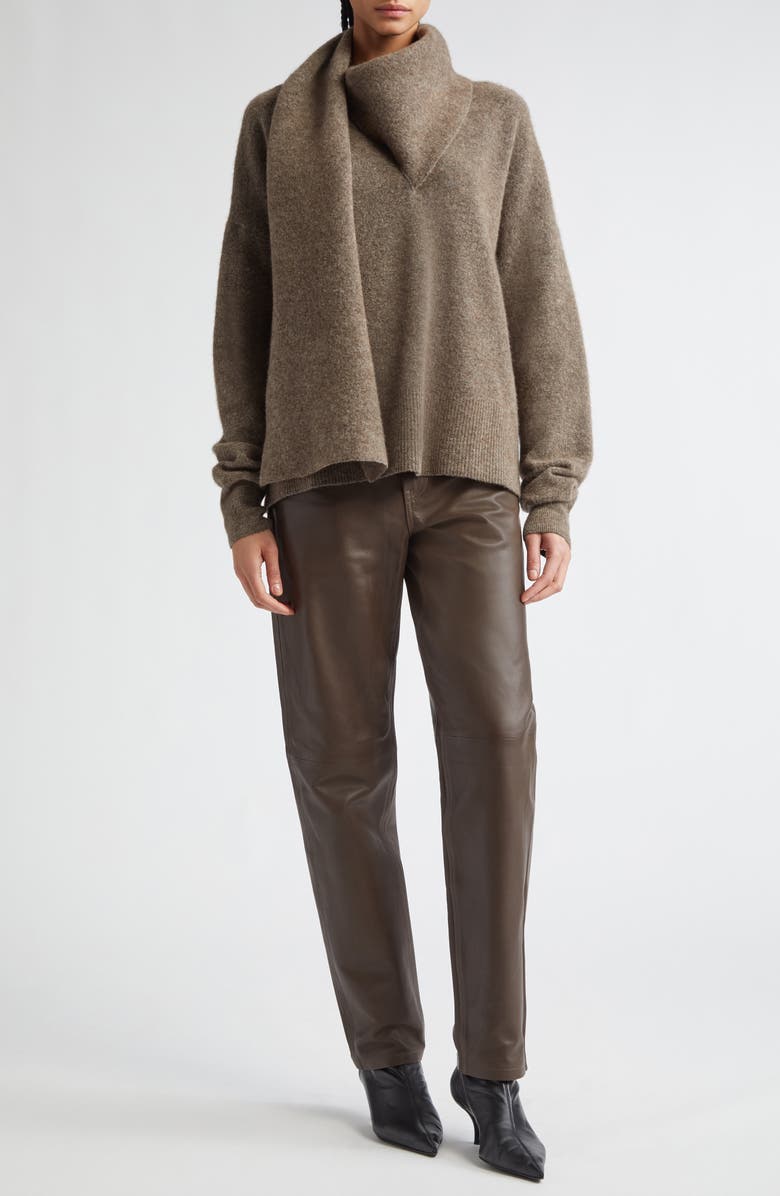 TOTEME Draped Scarf Funnel Neck Sweater, Alternate, color, 