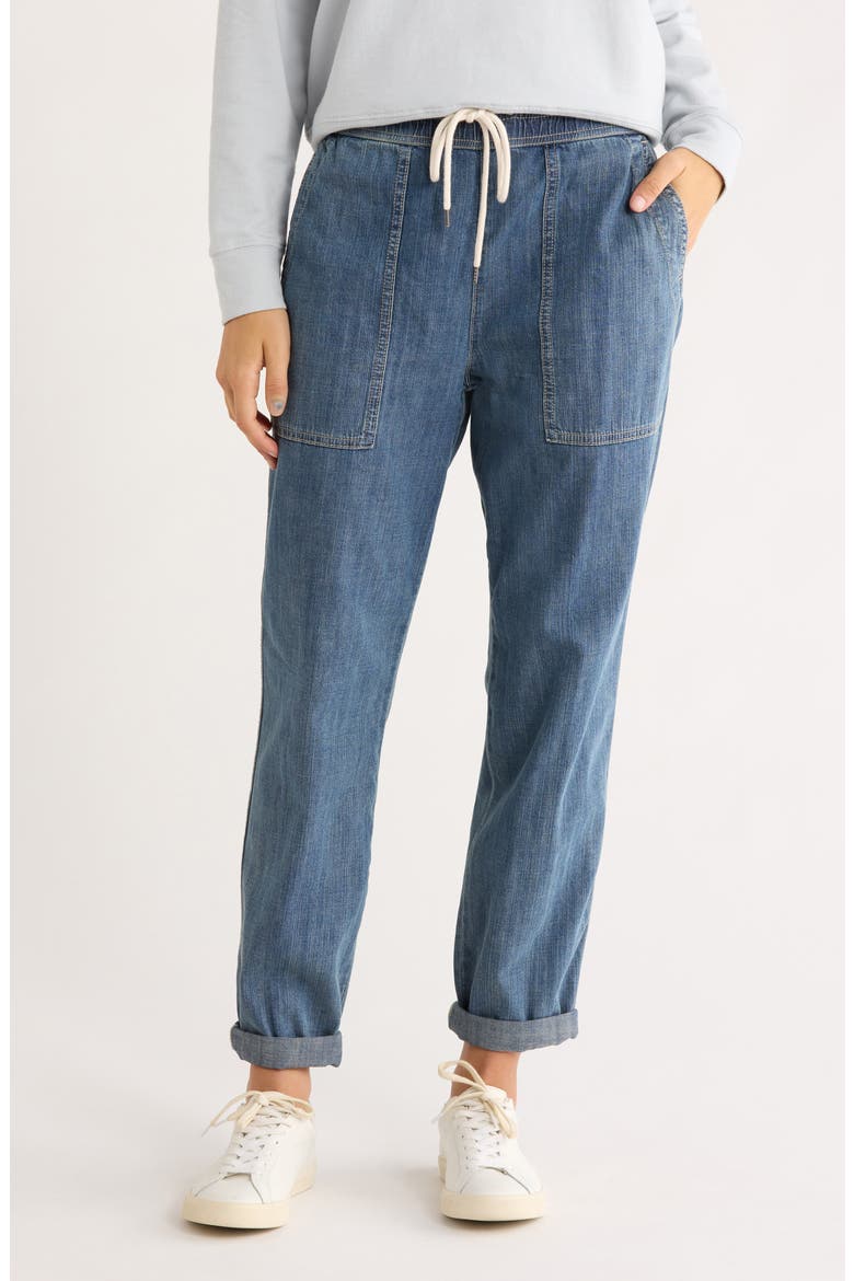 Cotton Chambray Denim Pants, Main, color, MEDIUM WASH
