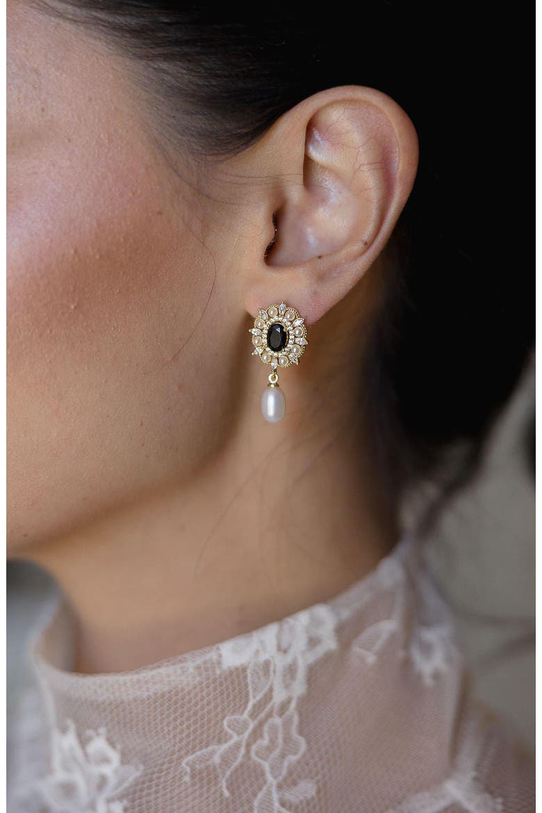 Gilded Pearl Drop Earrings, Alternate, color, Gold