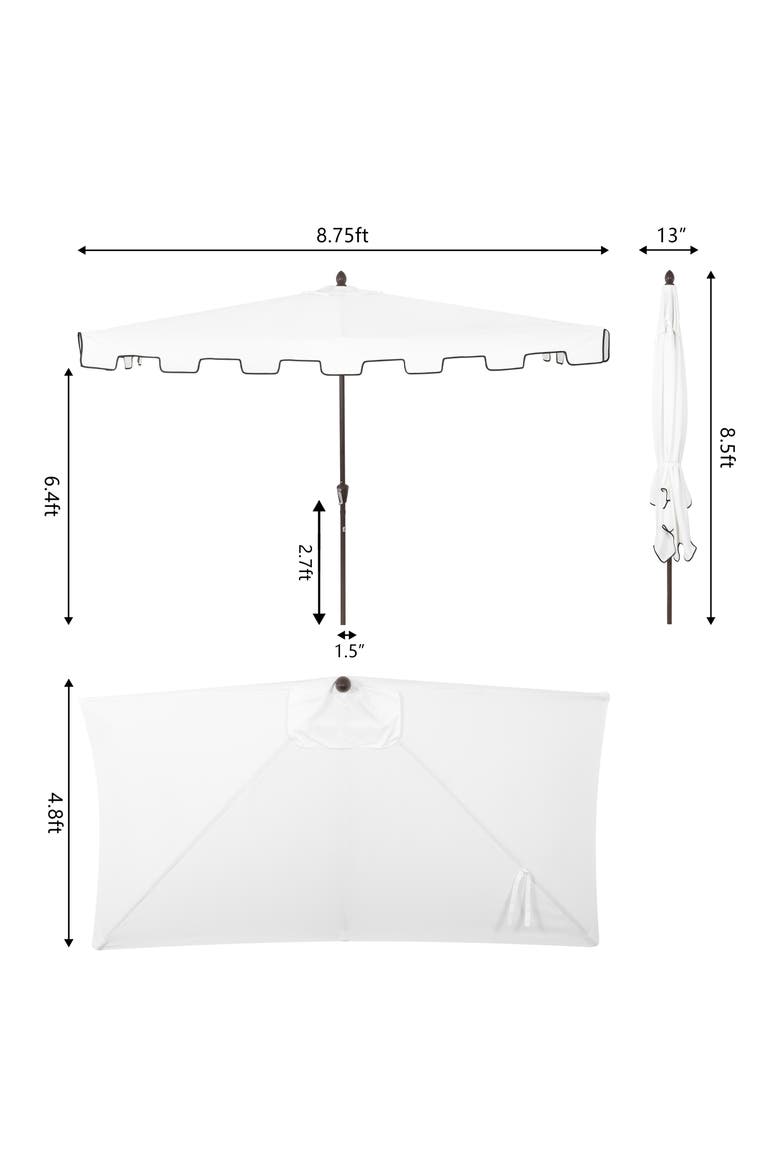 Sidney Coastal Half Patio Umbrella with Crank, UV-Resistant Space-Saving Wall-Hugging Aluminum Balcony Sun Shade, Alternate, color, White