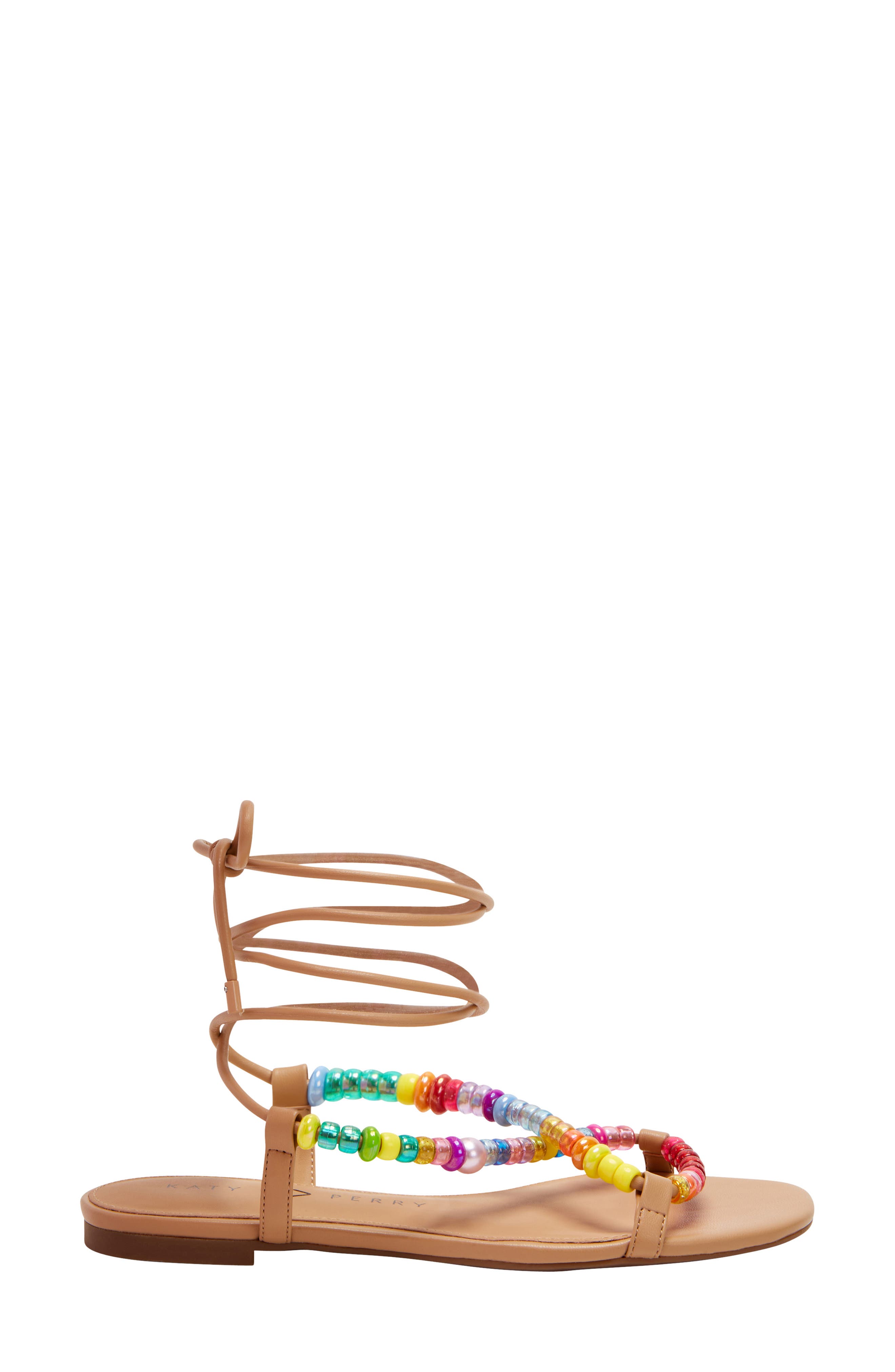 Katy Perry The Halie Bead Ankle Tie Sandal, Alternate, color, Biscotti Bright Multi