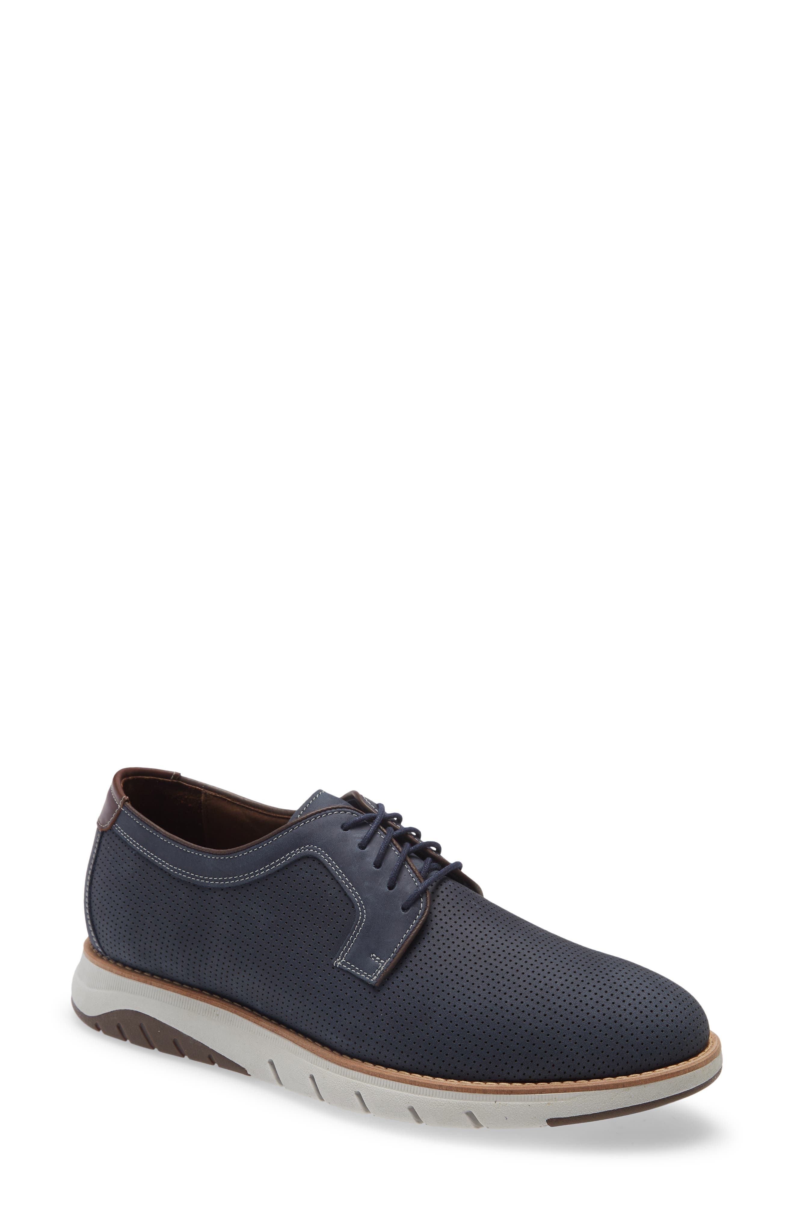Johnston & Murphy Vaughn Plain Toe Derby, Main, color, NAVY OILED