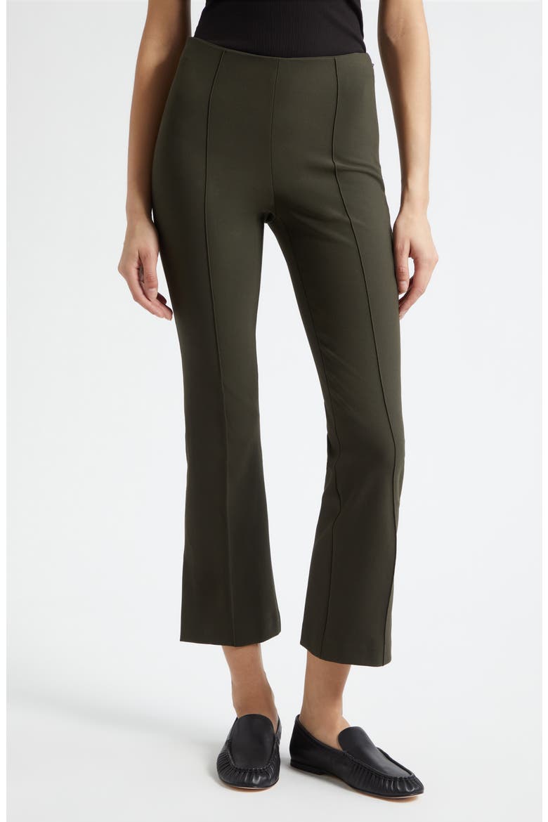 Mid Rise Crop Flare Pants with Side Split Hem, Main, color, DARK THYME