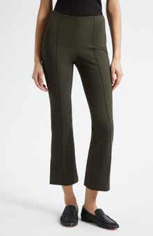 Mid Rise Crop Flare Pants with Side Split Hem