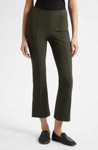 Mid Rise Crop Flare Pants with Side Split Hem