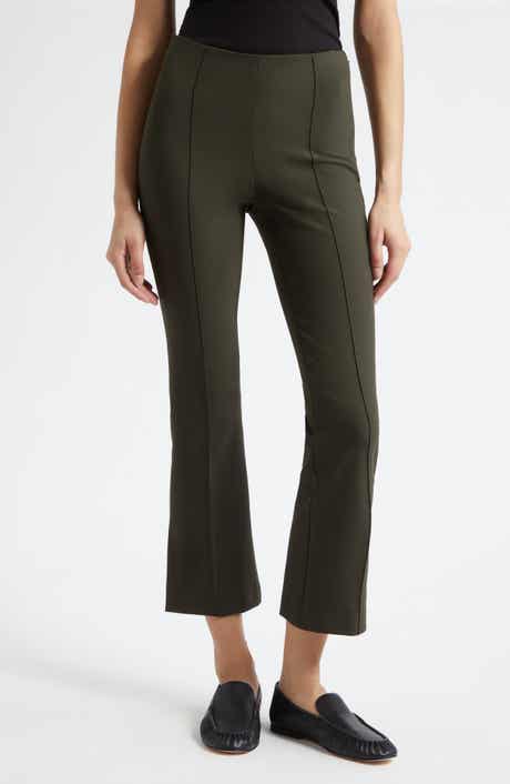 Mid Rise Crop Flare Pants with Side Split Hem