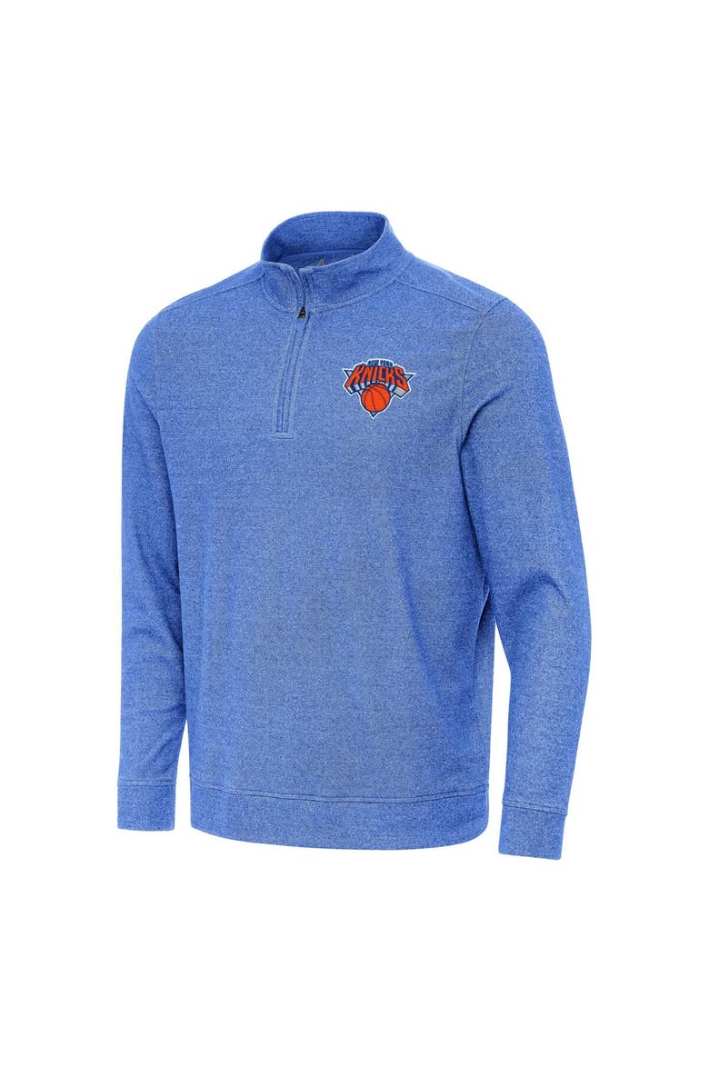 ANTIGUA Men's Antigua Heather Royal New York Knicks Subtle Quarter-Zip Sweatshirt, Main, color, Heather Royal
