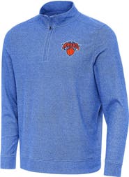ANTIGUA Men's Antigua Heather Royal New York Knicks Subtle Quarter-Zip Sweatshirt