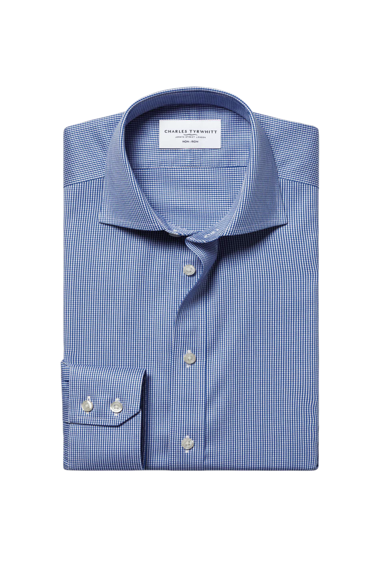 Non-Iron Puppytooth Cutaway Collar Shirt, Alternate, color, Royal Blue