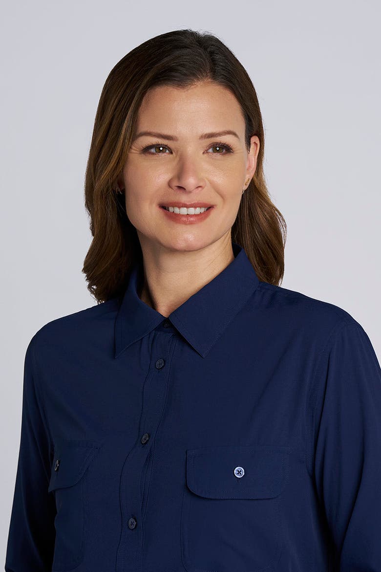 Women's Santorini Tunic Long Sleeve Shirt, UPF 50+ Sun Protection, Alternate, color, Navy