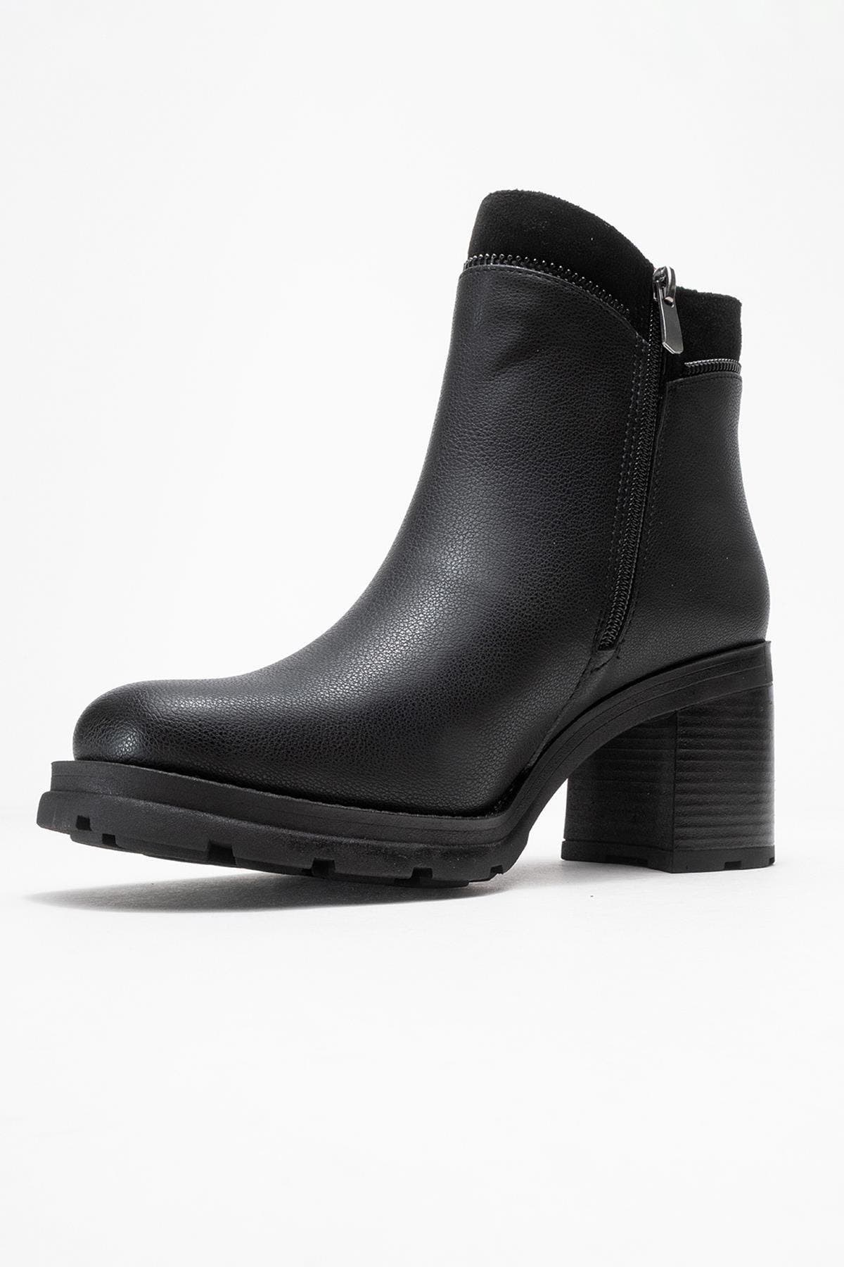 Parly Zip-Block Heel Boot, Alternate, color, Black Faux Leather