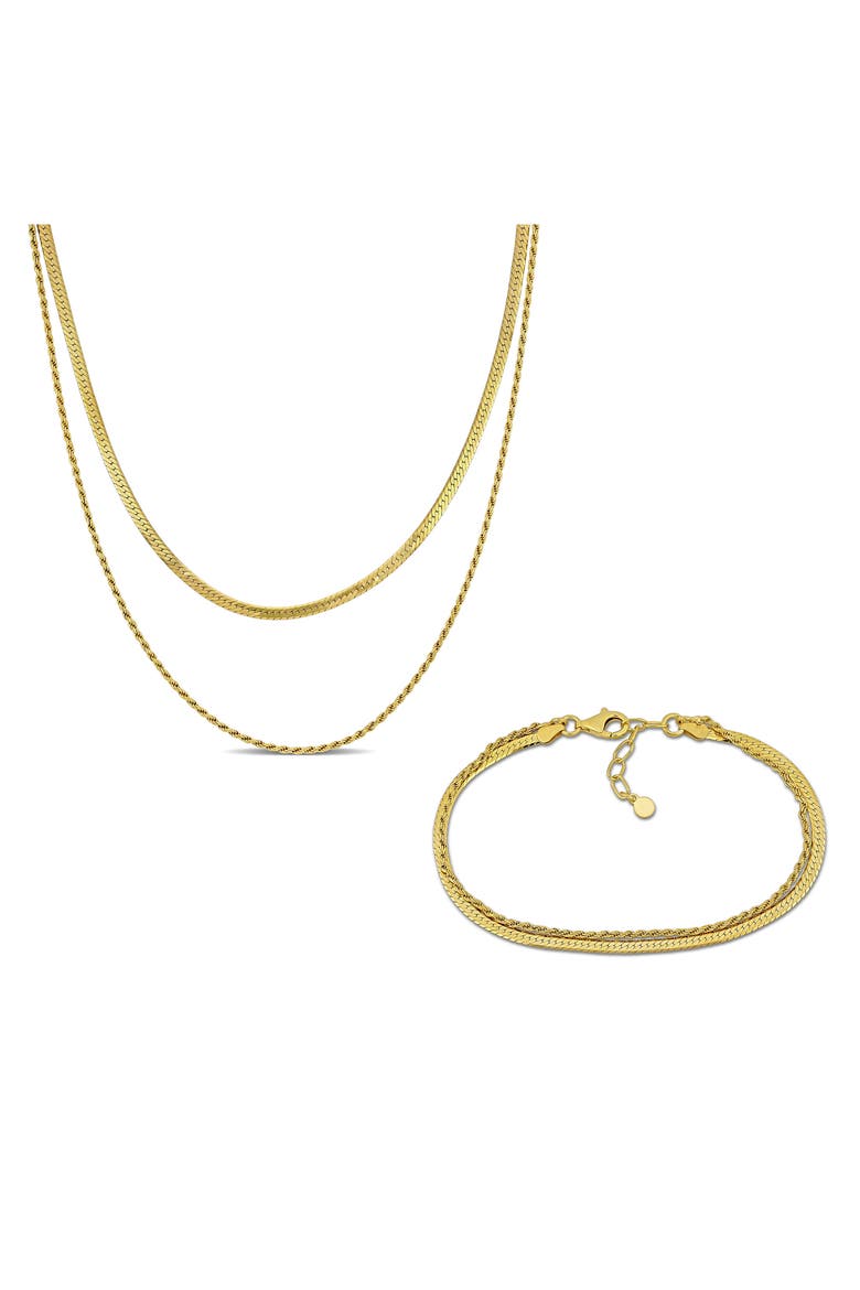 Double Strand Herringbone Necklace & Bracelet Set, Main, color, YELLOW GOLD