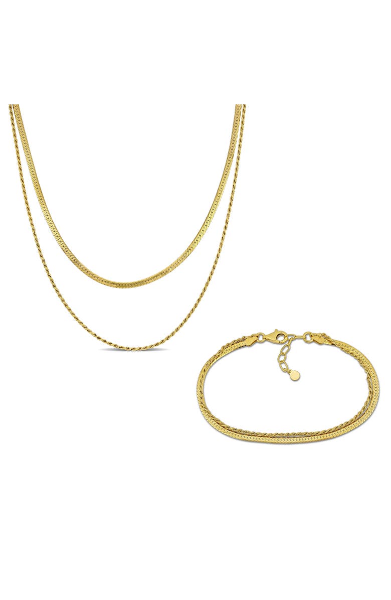 DELMAR Double Strand Herringbone Necklace & Bracelet Set, Main, color,