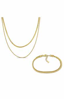 Double Strand Herringbone Necklace & Bracelet Set