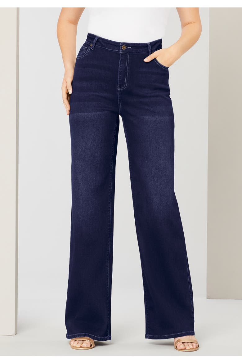 Plus Size 24/7 Stretch Wide Leg Jean, Alternate, color, BLACK DENIM