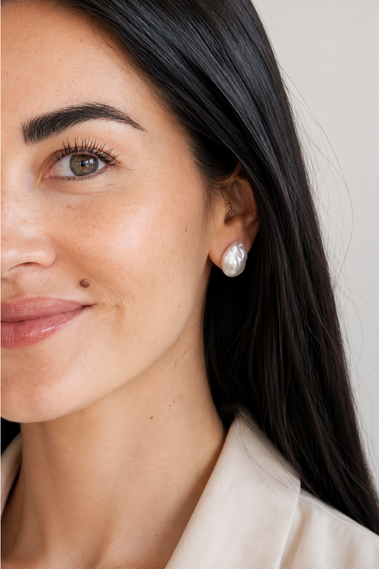 12mm White Freshwater Baroque Pearl Arlet Earrings, Alternate, color, White Baroque Pearl