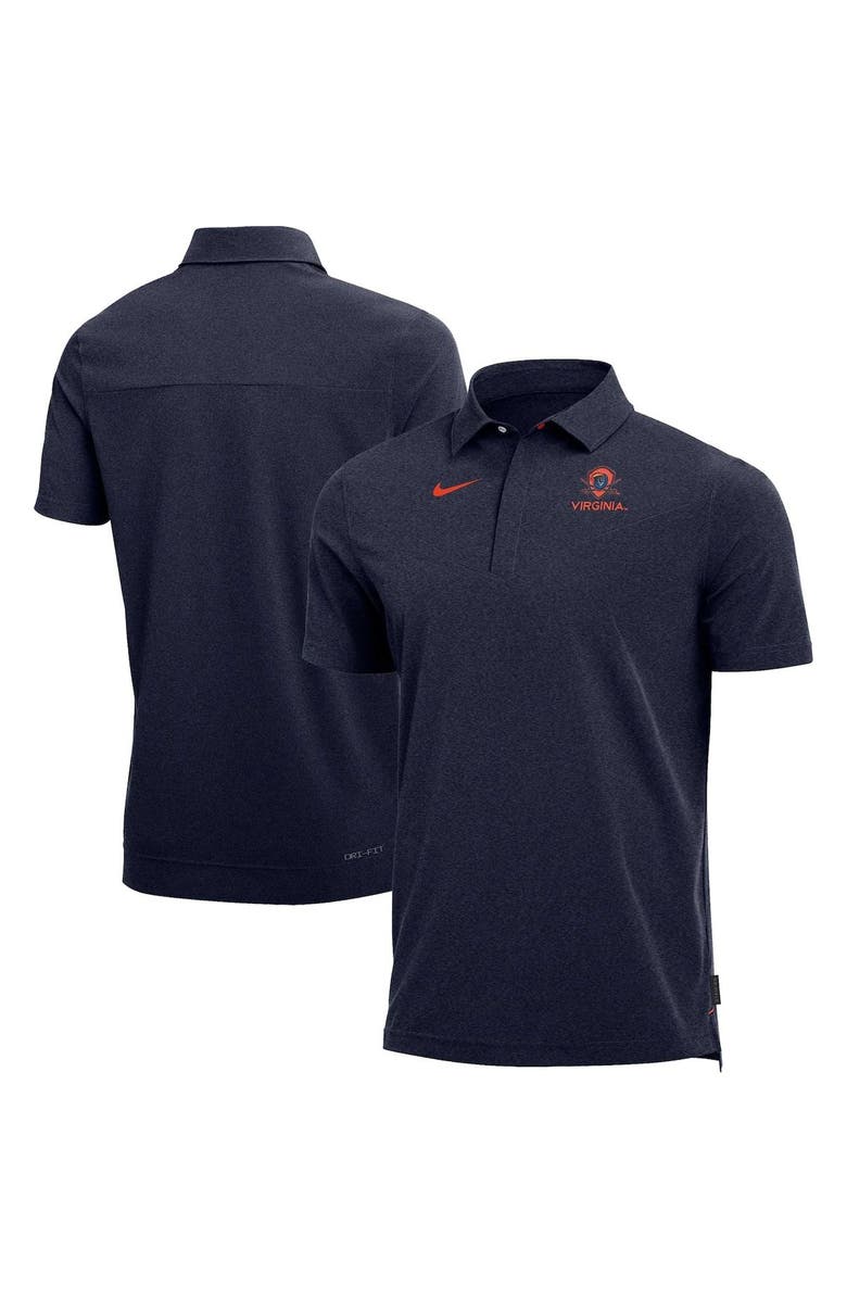 Nike Men's Nike Heathered Navy Virginia Cavaliers 2022 Coach Performance Polo, Alternate, color, Heather Navy