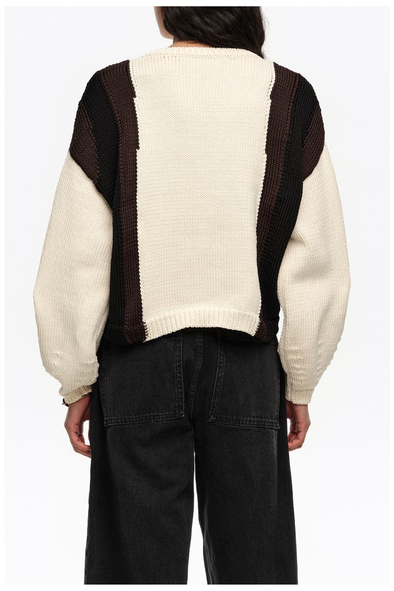 Tricolor Tie Cardigan, Alternate, color, IVORY