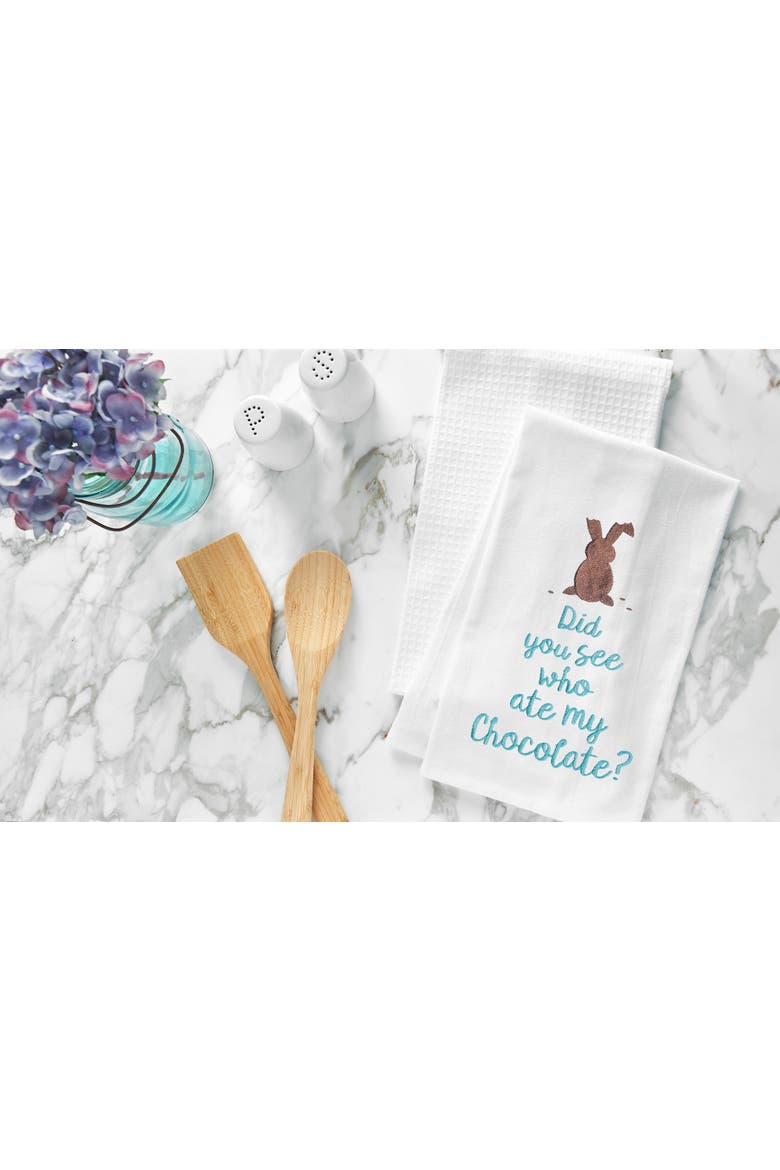 Ate My Chocolate Embroidered Cotton Flour Sack Kitchen Towel, Alternate, color, Brown
