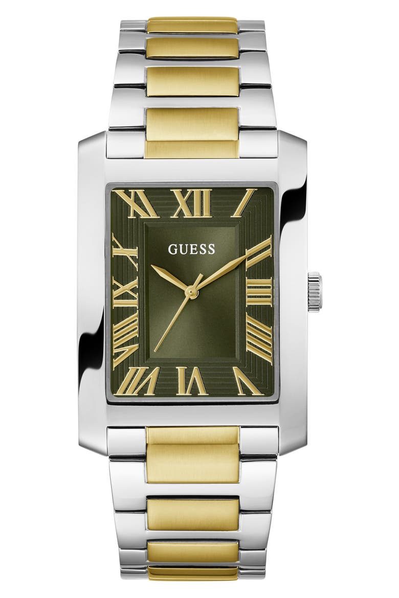 Clyde Two-Tone Bracelet Tank Watch, 34mm, Main, color, GOLD