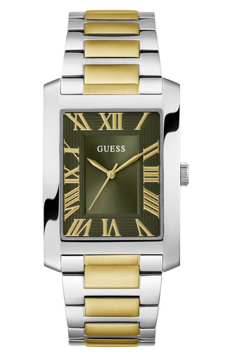 Clyde Two-Tone Bracelet Tank Watch, 34mm