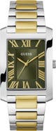 GUESS Clyde Two-Tone Bracelet Tank Watch, 34mm
