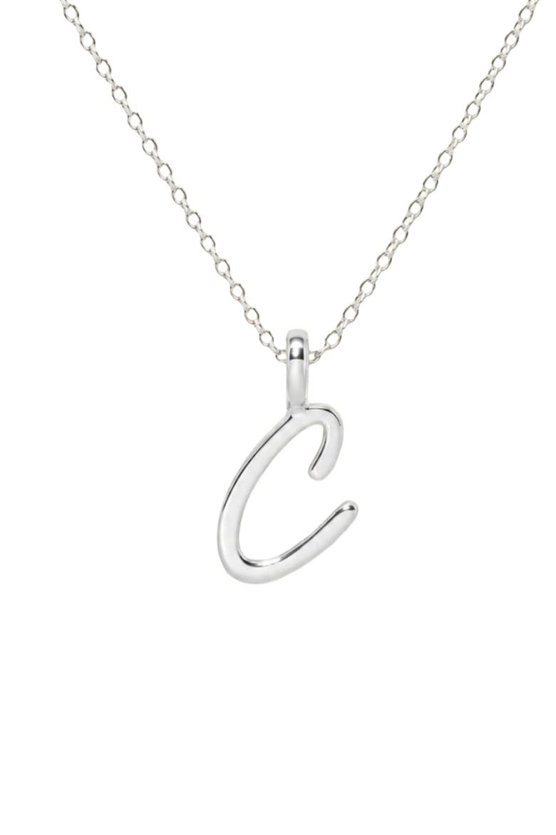 Script Initial Charm Necklace, Main, color, Silver - C