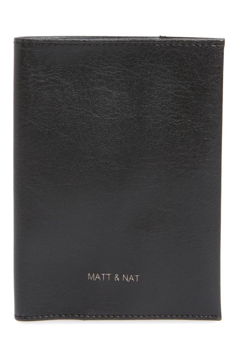 Voyage Faux Leather Passport Case, Main, color, BLACK