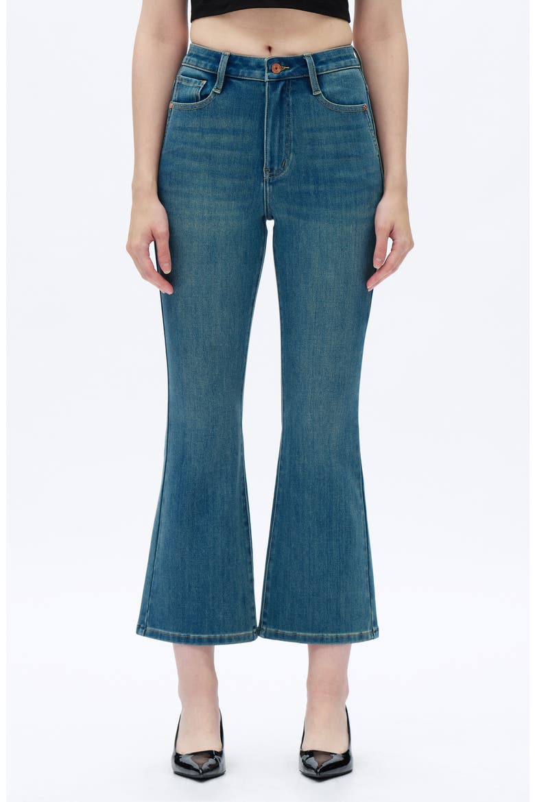 High Waist Ankle Flare Jeans, Main, color, MEDIUM BLUE