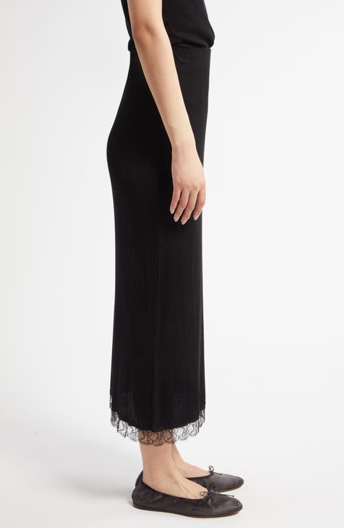 The Row Indira Lace Trim Rib Silk Blend Skirt In Black