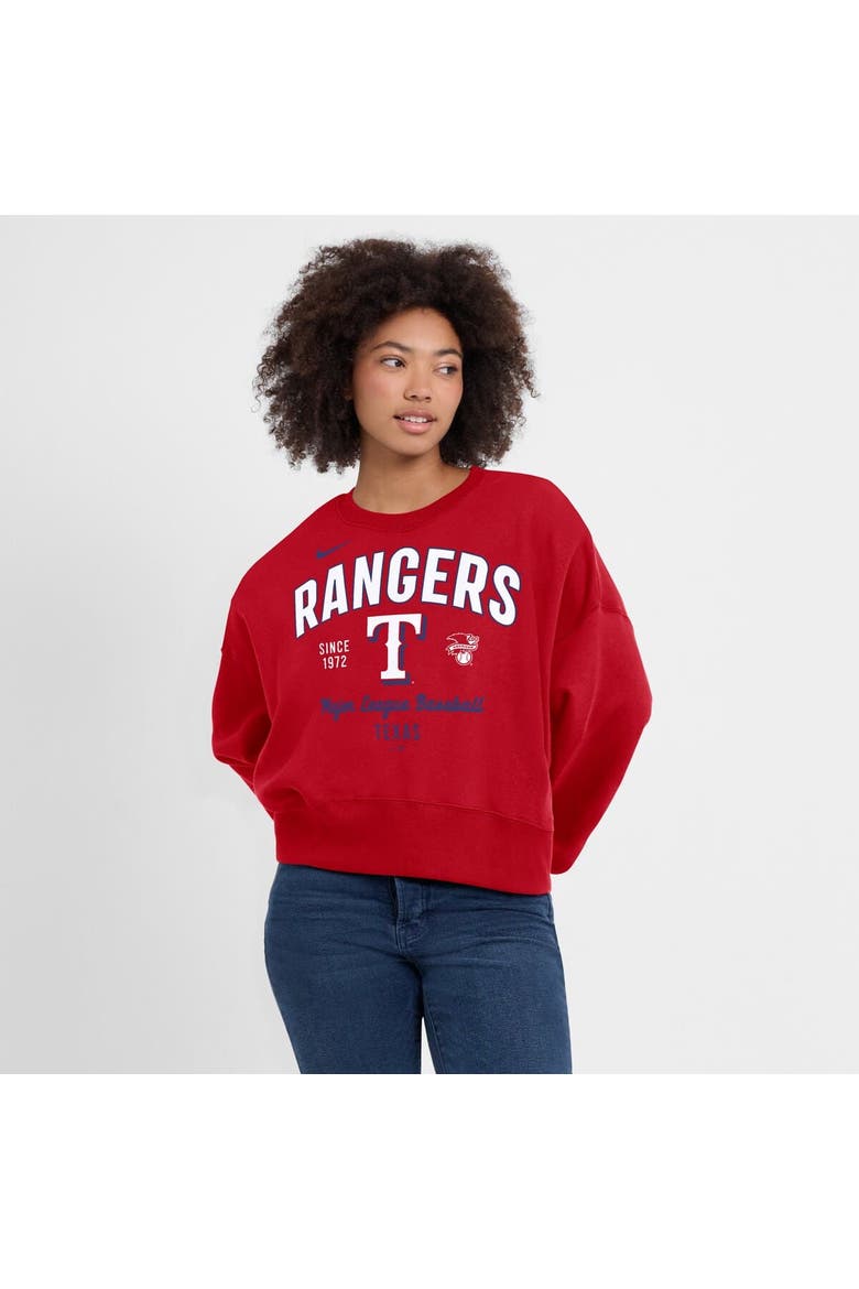 Women's Nike Red Texas Rangers Oversized High Hip Pullover Sweatshirt, Alternate, color, Red