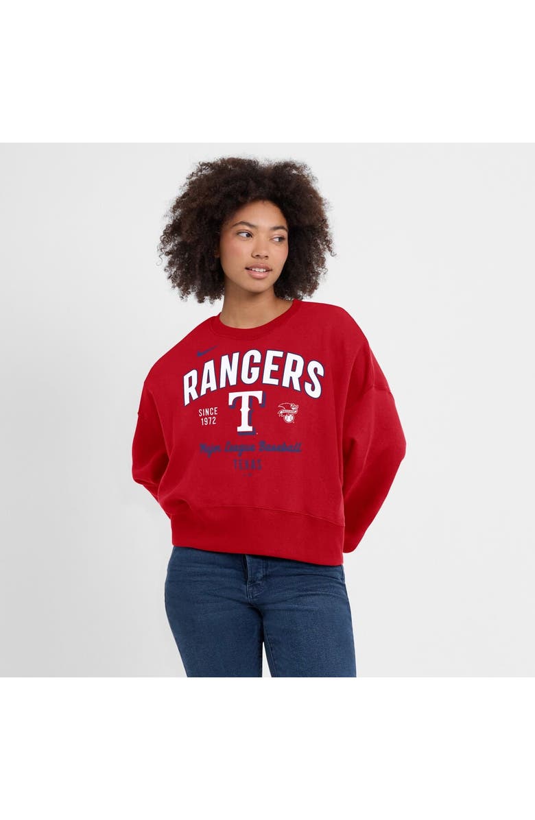 Nike Women's Nike Red Texas Rangers Oversized High Hip Pullover Sweatshirt, Alternate, color, Red