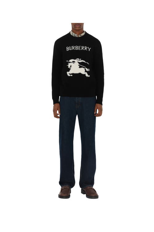 Shop Burberry Ekd Wool Cashmere Sweater In Black