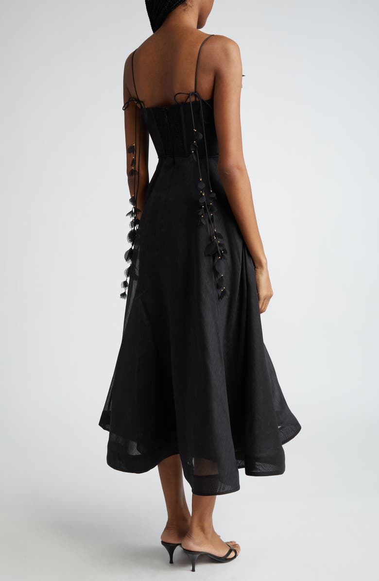 Zimmermann Natura Linen & Silk Organza Corset Midi Dress, Alternate, color, 