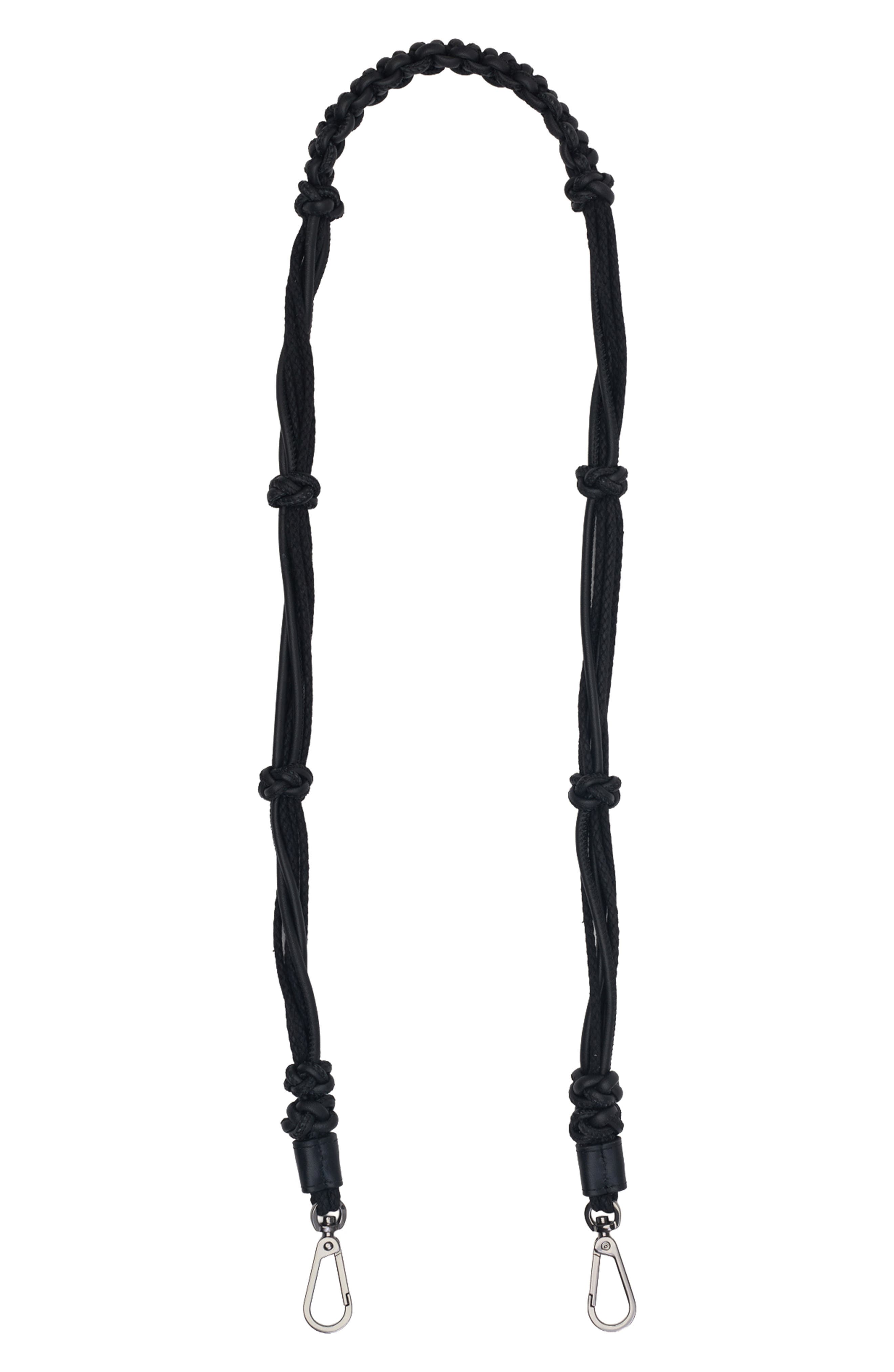 HAMMITT Long Knotted Leather Strap, Main, color, Noir Smooth/ Gunmetal