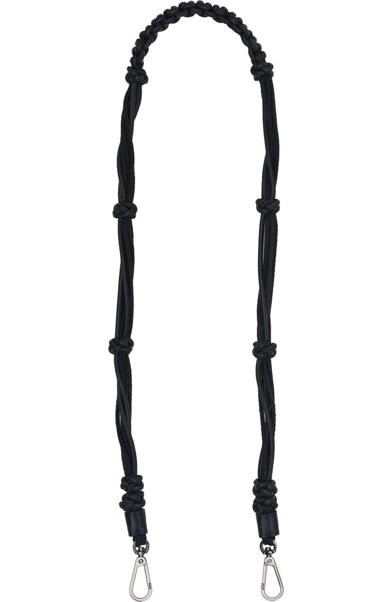 HAMMITT Long Knotted Leather Strap, Main, color, Noir Smooth/ Gunmetal